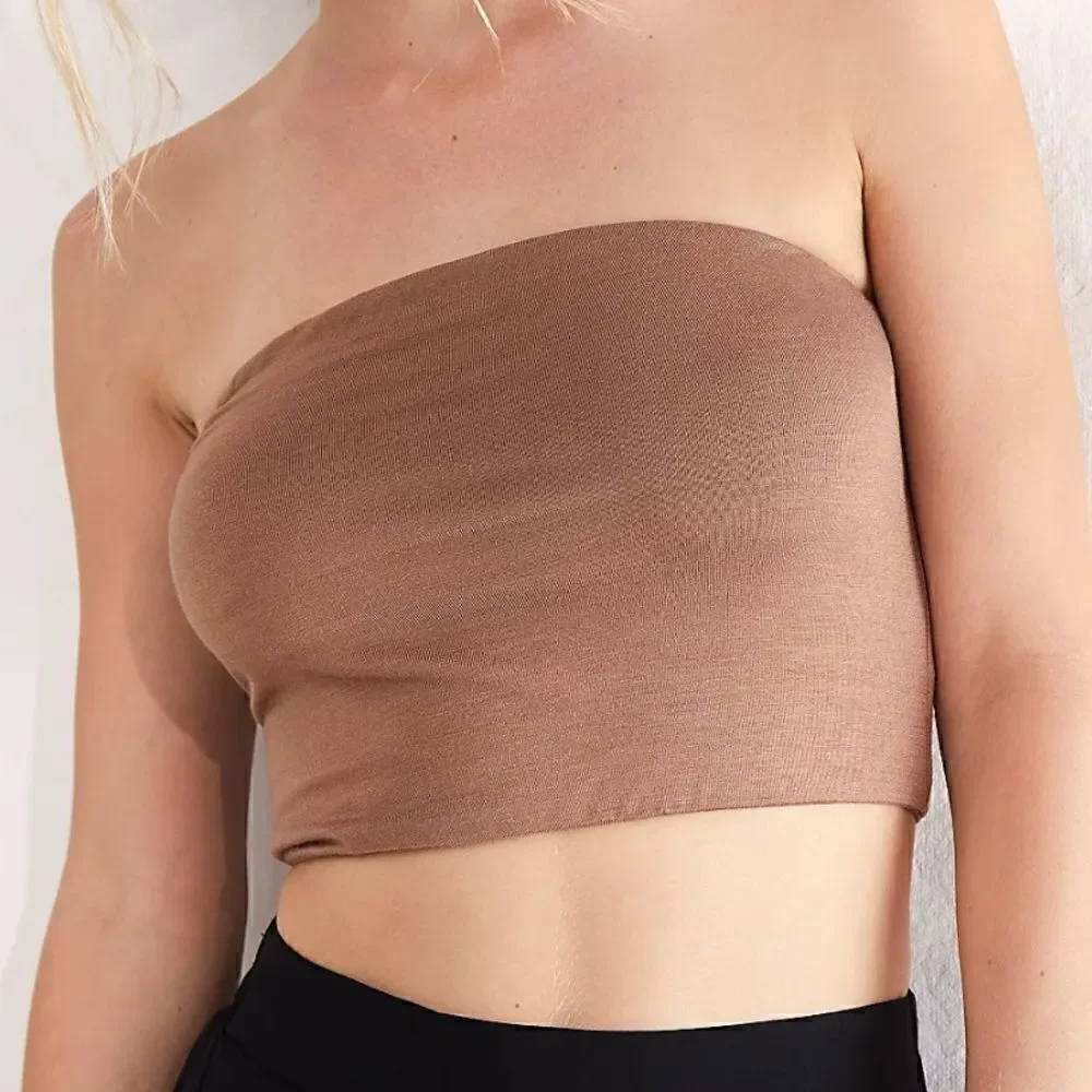 NWOT Free People Essential Brami Brown Strapless Tube Style Bra Support Cami